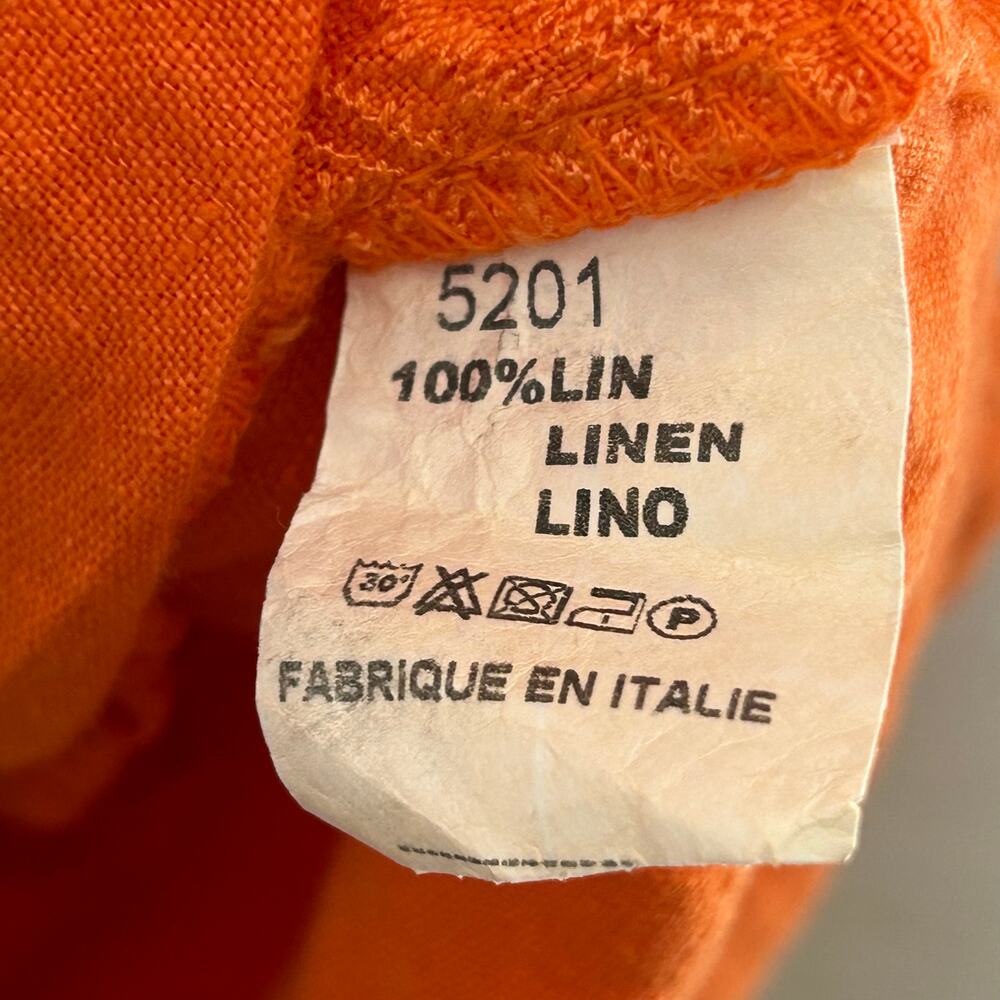 Italian 100% Linen Embroidered Orange Dress with Pockets Women’s One Size - Picture 5 of 7